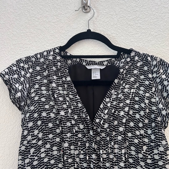 H&M Black and White Dotted Sheath Midi Dress Size 4 - Picture 3 of 7